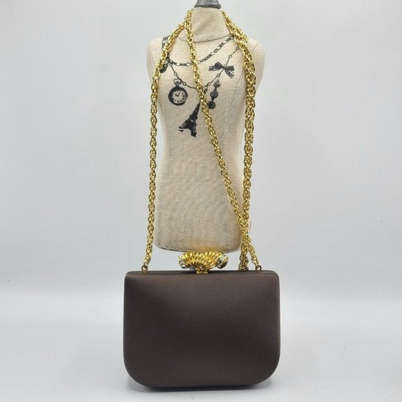 Rodo Handbags - RODO Swarovski Italy Satin Handbag Clutch Purse Shoulder Evening Bag